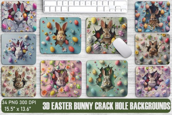 3D Easter Bunny Crack Hole Backgrounds for Your Designs