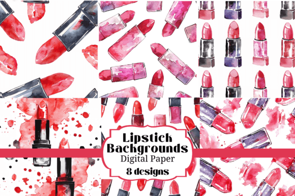 8 Lipstick Cosmetics Makeup Backgrounds for Creative Projects