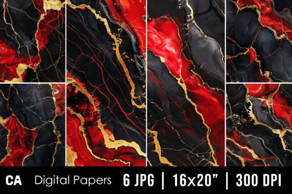 Abstract Black Red Marble Backgrounds for Creative Projects