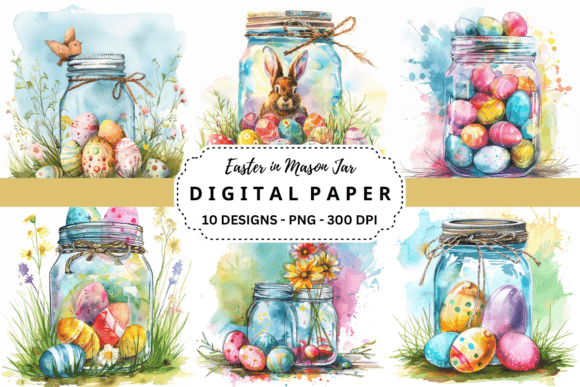 Easter in Mason Jar Backgrounds: Creative Asset Guide