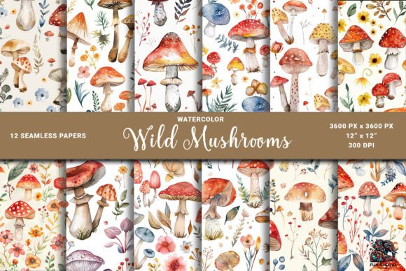 Enchanting Seamless Wild Mushroom Backgrounds for Creative Projects