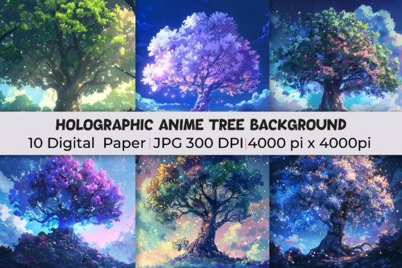 Holographic Anime Tree Backgrounds: A Modern Design Revolution