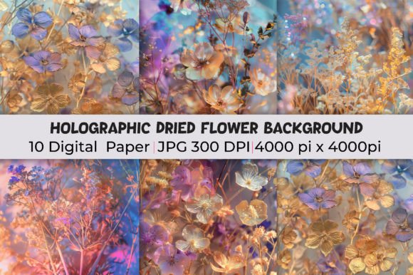 Holographic Dried Flower Backgrounds: A Modern Creative Asset