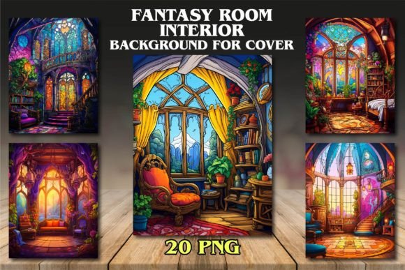 Magical Fantasy Room Interior Backgrounds for Designers