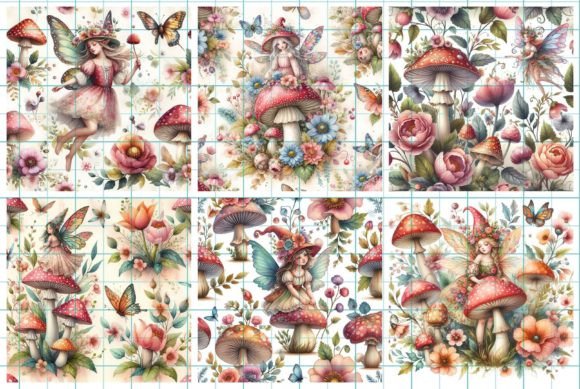 Mushroom Fairy Backgrounds: Whimsical Design Assets for Creative Projects