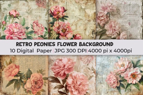 Retro Vintage Peonies: Blooming Design Elegance