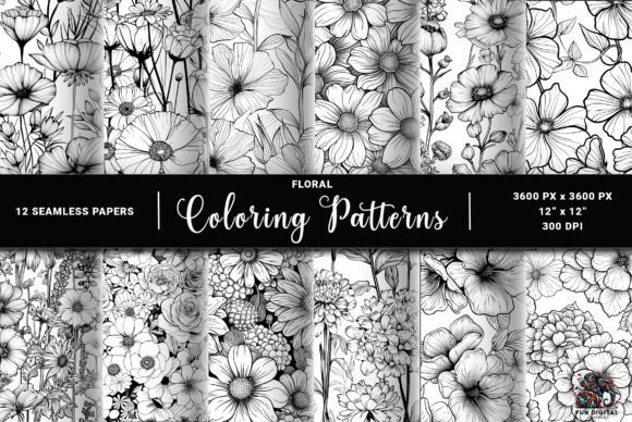 Seamless Floral Coloring Backgrounds BW: Your Creative Foundation