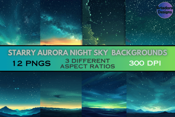 Starry Aurora Night Sky Backgrounds for Creative Projects