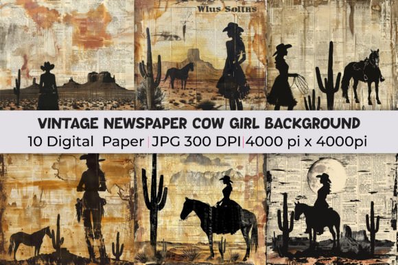 Unleash Your Creative Grit: Styling with Vintage Newspaper Cow Girl Backgrounds